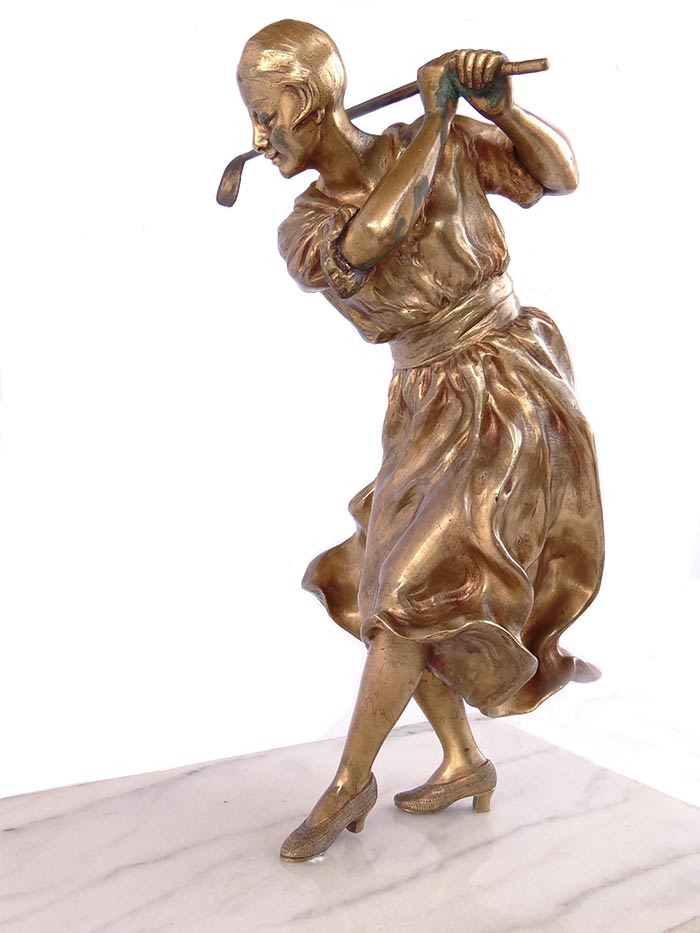 a-gori-lady-golfer 'A Gori' - bronze left-handed lady golfer sculpture now available for purchase at Sculpture Collector