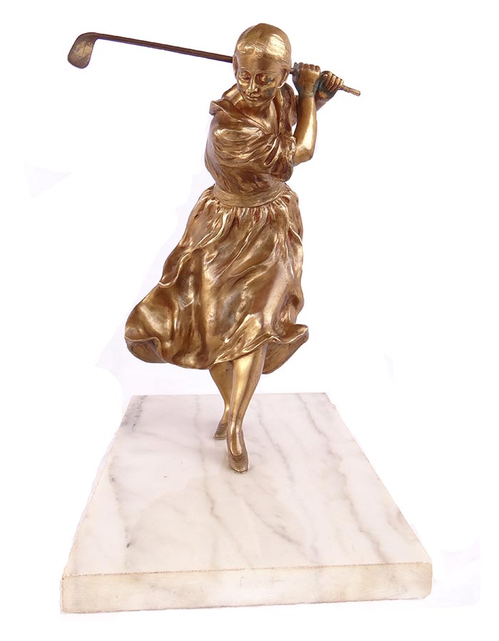 a-gori-lady-golfer 'A Gori' - bronze left-handed lady golfer sculpture now available for purchase at Sculpture Collector