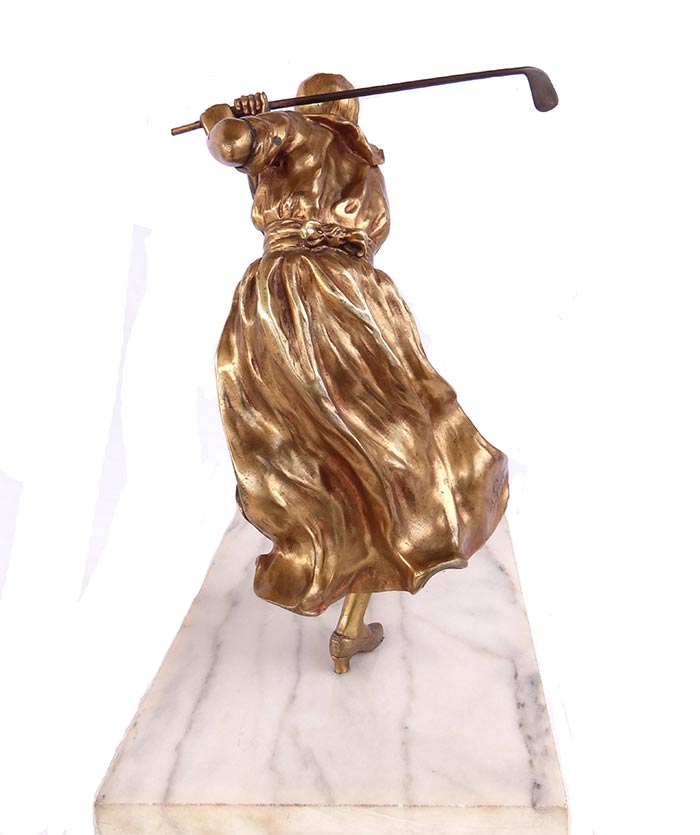 a-gori-lady-golfer 'A Gori' - bronze left-handed lady golfer sculpture now available for purchase at Sculpture Collector