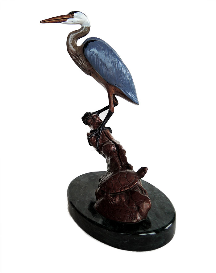 billhunt-bartletts-blue-heron Bill Hunt Bronze Sculpture of a Blue Heron - Bartlett's Blue Heron - is now available for sale at Sculpture Collector