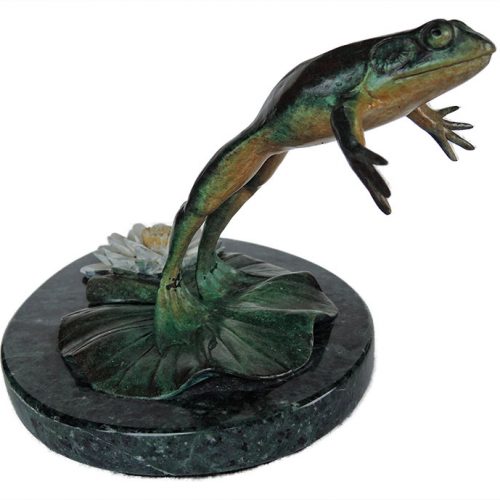 Bill Hunt Bronze Frog Sculpture - Leap for Life - is now available for sale at Sculpture Collector