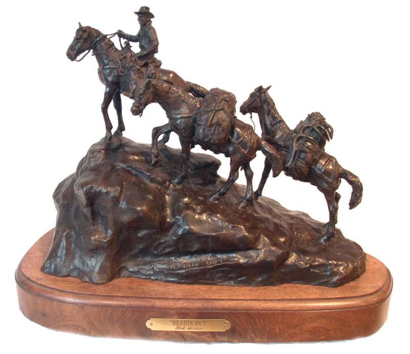 Bob Scriver 'Headin' Out' bronze western sculpture for sale now at Sculpture Collector Bob Scriver 'Headin' Out'