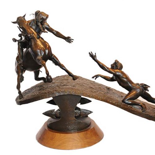 Bud Boller My Brother a bronze sculpture depicting the struggle of life available now for acquisition at Sculpture Collector