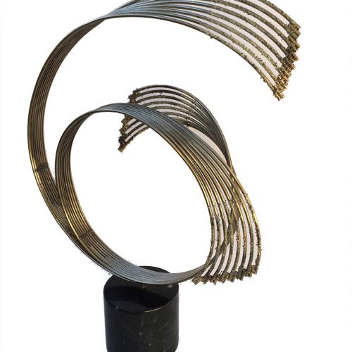 Curtis Jere Circular Spray brass and marble sculpture available for sale at Sculpture Collector