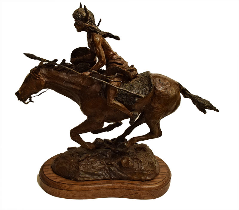 dale-m-burr-war-cry Dale M. Burr - War Cry - a bronze sculpture of an American Indian Warrior on horseback available at Sculpture Collector