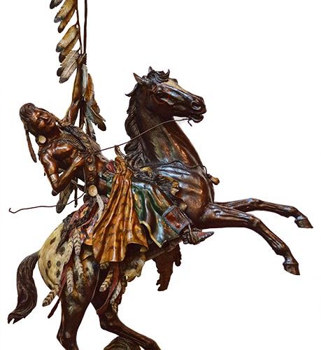 David Manual 'Destiny' bronze Native American Warrior & Appaloosa equine sculpture available for sale at Sculpture Collector