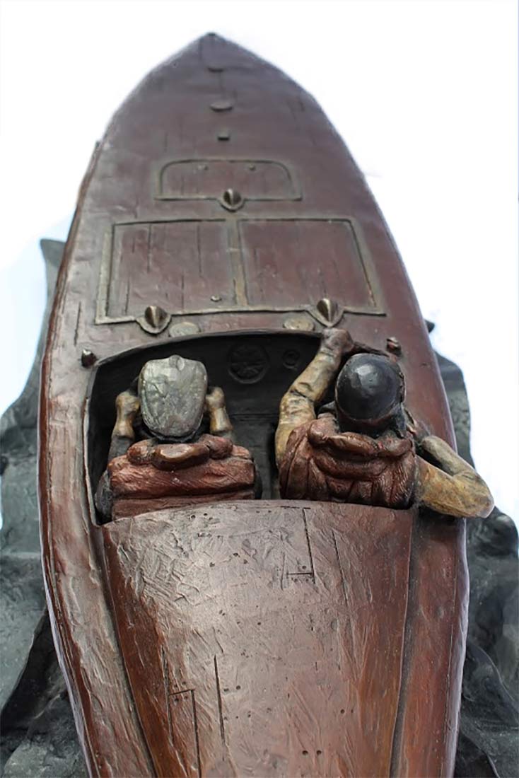 jeff-decker-baby-bootlegger Jeff Decker Bronze Sculpture The Baby Bootlegger a 1924 World Cup race boat for sale now at Sculpture Collector