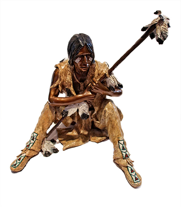arapahoe by Marie Barbera Marie Barbera - The Arapahoe - bronze sculpture of an American Indian for sale at Sculpture Collector - Famous Sculpture