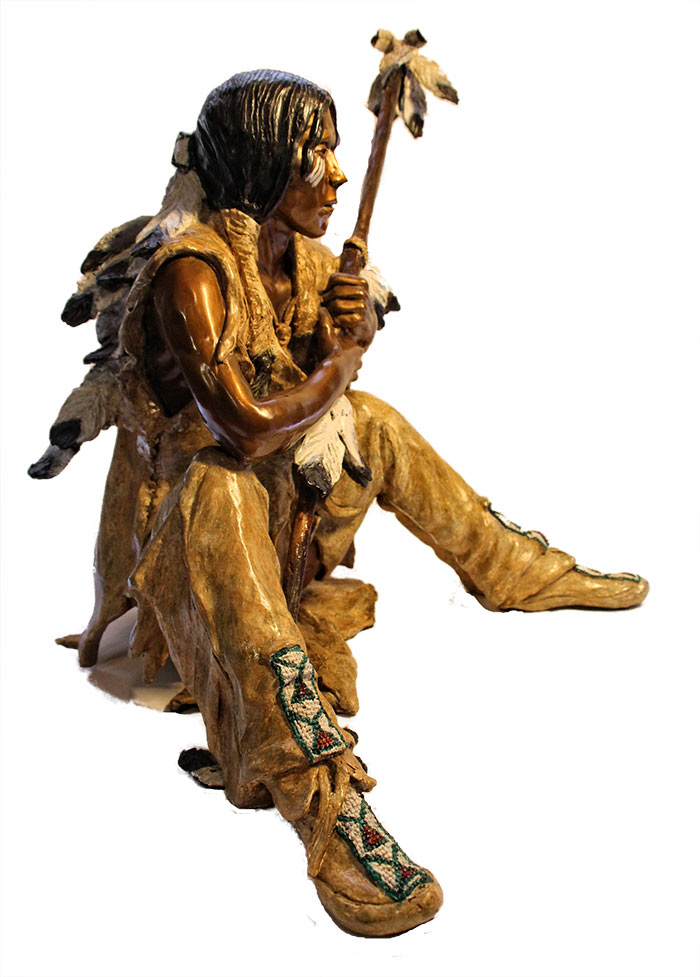 arapahoe by Marie Barbera Marie Barbera - The Arapahoe - bronze sculpture of an American Indian for sale at Sculpture Collector - Famous Sculpture