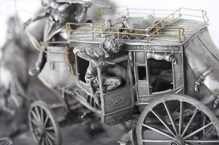 Michael Boyett Flat Out for Red River Station Michael Boyett 'Flat Out for Red River Station' a realistic old west pewter casting sculpture available for sale at Sculpture Collector