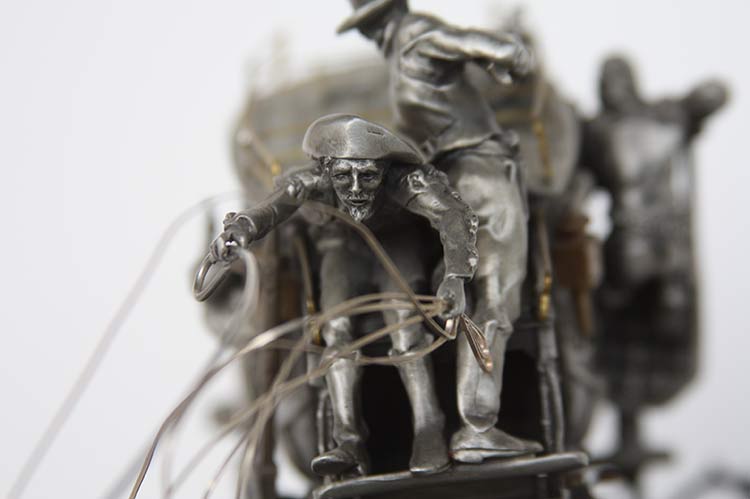 Michael Boyett Flat Out for Red River Station Michael Boyett 'Flat Out for Red River Station' a realistic old west pewter casting sculpture available for sale at Sculpture Collector