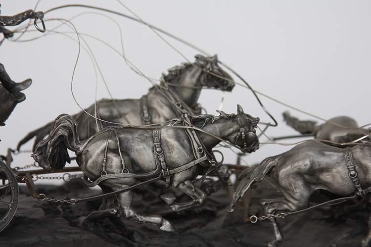 Michael Boyett Flat Out for Red River Station Michael Boyett 'Flat Out for Red River Station' a realistic old west pewter casting sculpture available for sale at Sculpture Collector