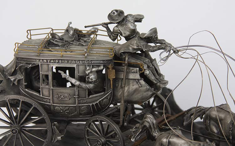 Michael Boyett Flat Out for Red River Station Michael Boyett 'Flat Out for Red River Station' a realistic old west pewter casting sculpture available for sale at Sculpture Collector