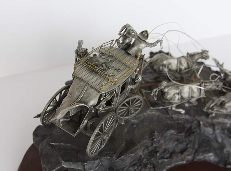 Michael Boyett Flat Out for Red River Station Michael Boyett 'Flat Out for Red River Station' a realistic old west pewter casting sculpture available for sale at Sculpture Collector