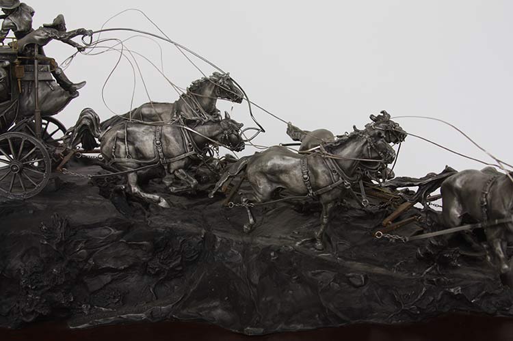 Michael Boyett Flat Out for Red River Station Michael Boyett 'Flat Out for Red River Station' a realistic old west pewter casting sculpture available for sale at Sculpture Collector