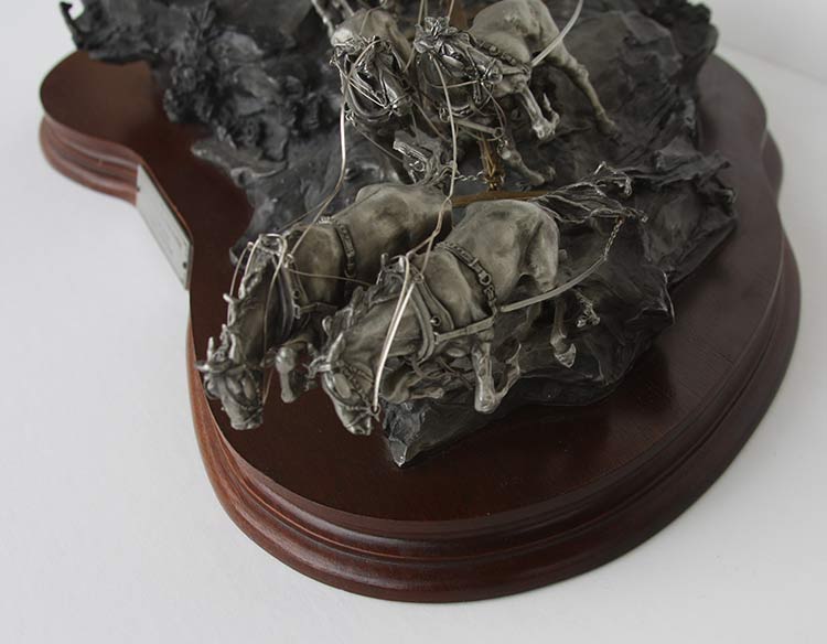 Michael Boyett Flat Out for Red River Station Michael Boyett 'Flat Out for Red River Station' a realistic old west pewter casting sculpture available for sale at Sculpture Collector