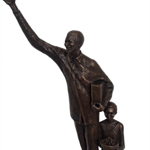 Maureen Quin Fine Bronze Sculpture - Mandela and Child - available now at Sculpture Collector