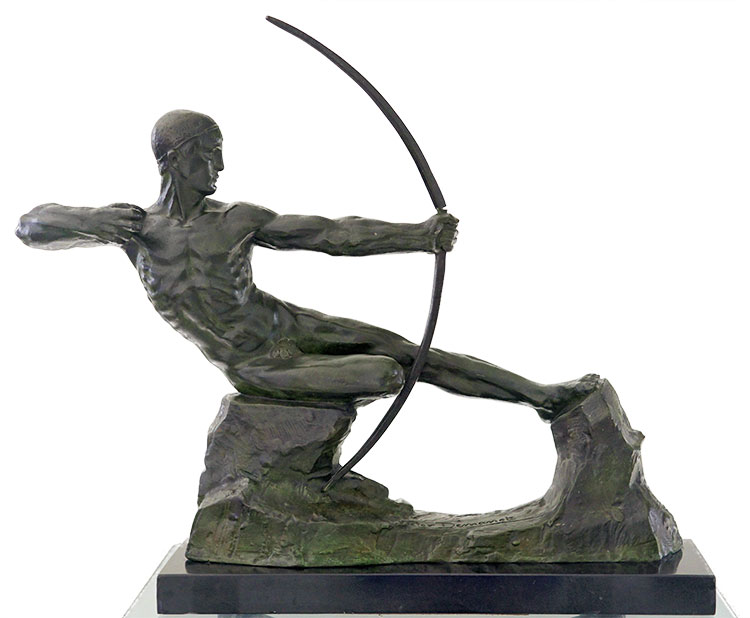 Victor Demanet Fine Art Deco Bronze Sculpture Male Nude Archer available now at Sculpture Collector Victor Demanet Fine Art Deco Bronze Sculpture Male Nude Archer available now at Sculpture Collector