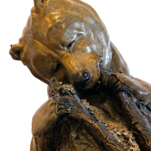 Sweet Tooth bronze bear sculpture by Walt Horton for sale at Sculpture Collector