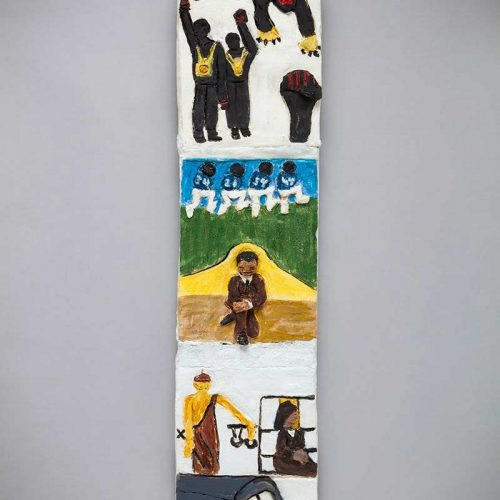 Ellen Coffey unique fired clay sculpture 'Justice - For Racial Equality'