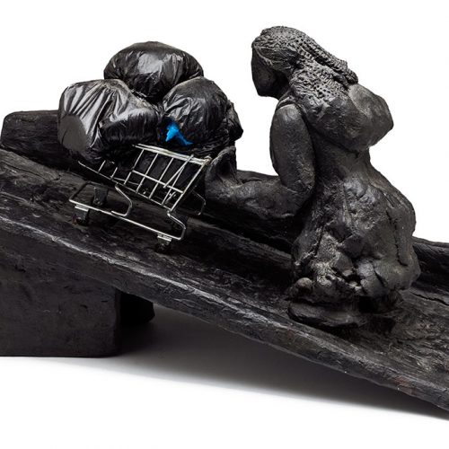 Fired Clay Sculpture titled Uphill by Ellen Coffey