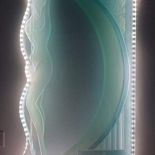Art Deco Glass floor standing sculpture by Frank Hill