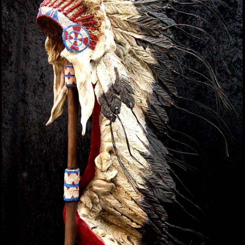 Marie Barbera Lakota War Bonnet bronze Native American Sculpture