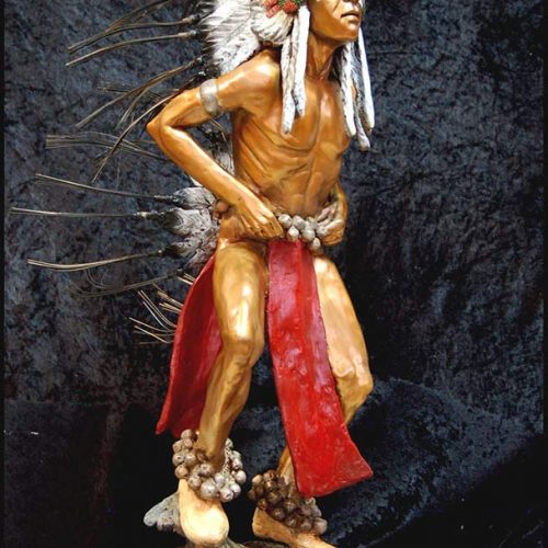 1894 Ghost Dance a colorful Native American bronze sculpture by Marie Barbera