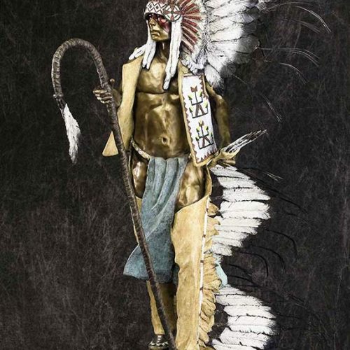 Brave Bear a Native American bronze sculpture by Marie Barbera