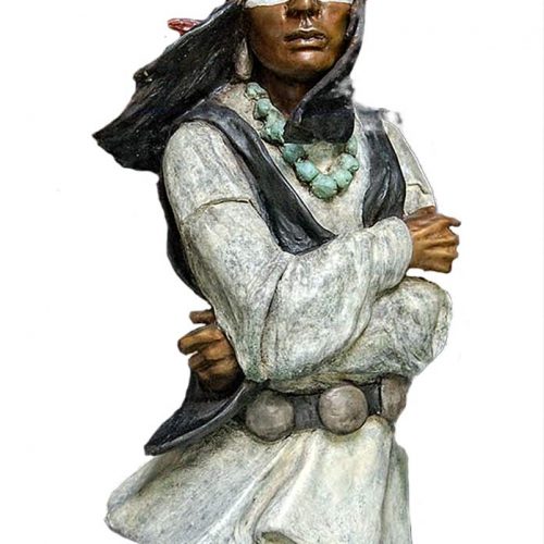 Cochise a Native American bronze sculpture by Marie Barbera