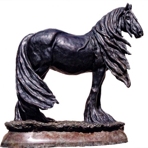 Joe, the Friesian horse a bronze equine sculpture by Marie Barbera