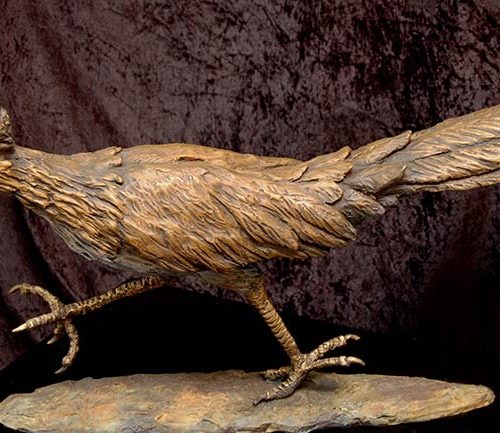 The Roadrunner a bronze sculpture by Marie Barbera