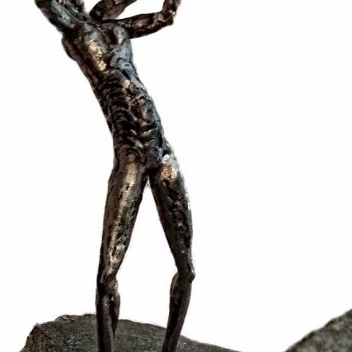 Fiddler a unique welded steel sculpture by Knut Kvannli