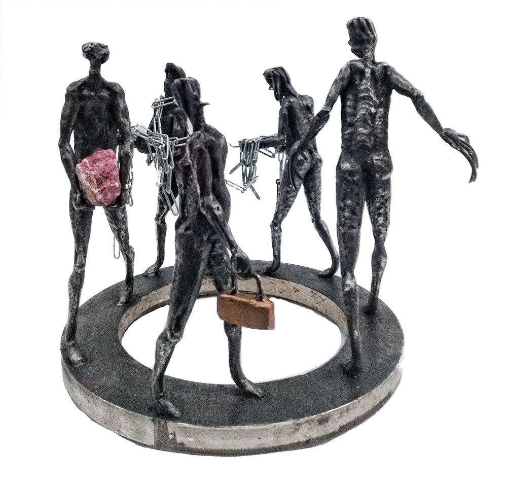 Financial Wizards a unique welded steel sculpture by Knut Kvannli Financial Wizards a unique welded steel sculpture by Knut Kvannli