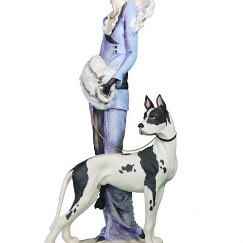 Porcelain sculpture Lady with Great Dane by Giuseppe Armani