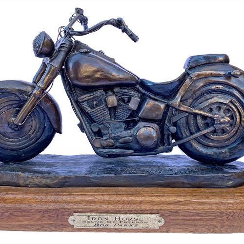 Harley Davidson motorcycle bronze sculpture Iron Horse by Bob Parks