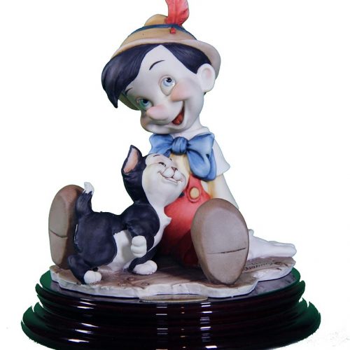 Pinocchio and Figaro sculpture in porcelain for Disney by Giuseppe Armani