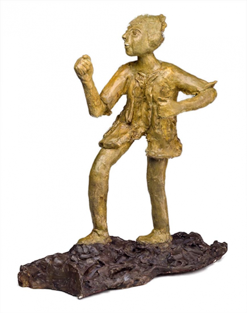 Ellen Coffey unique fired clay sculpture 'Seeker' a unique sculpture now avaialbe at SculptureCollertor.com Ellen Coffey unique fired clay sculpture 'Seeker'