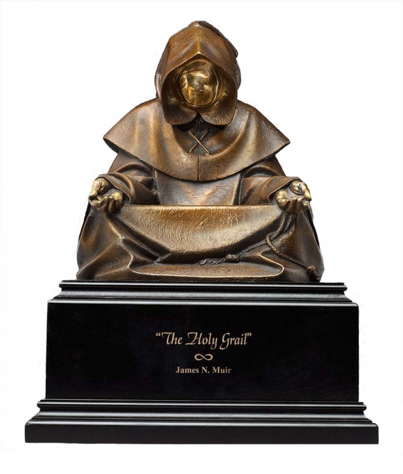 The Holy Grail a bronze sculpture by James Muir available now at SculptureCollector.com - where nice sculpture is bought and sold The Holy Grail a bronze sculpture by James Muir