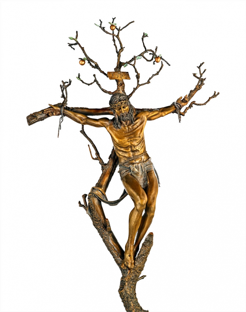 Christ of the Holy Cross a bronze sculpture by James Muir available now at SculptureCollector.com where nice sculpture is bought and sold Christ of the Holy Cross a bronze sculpture by James Muir