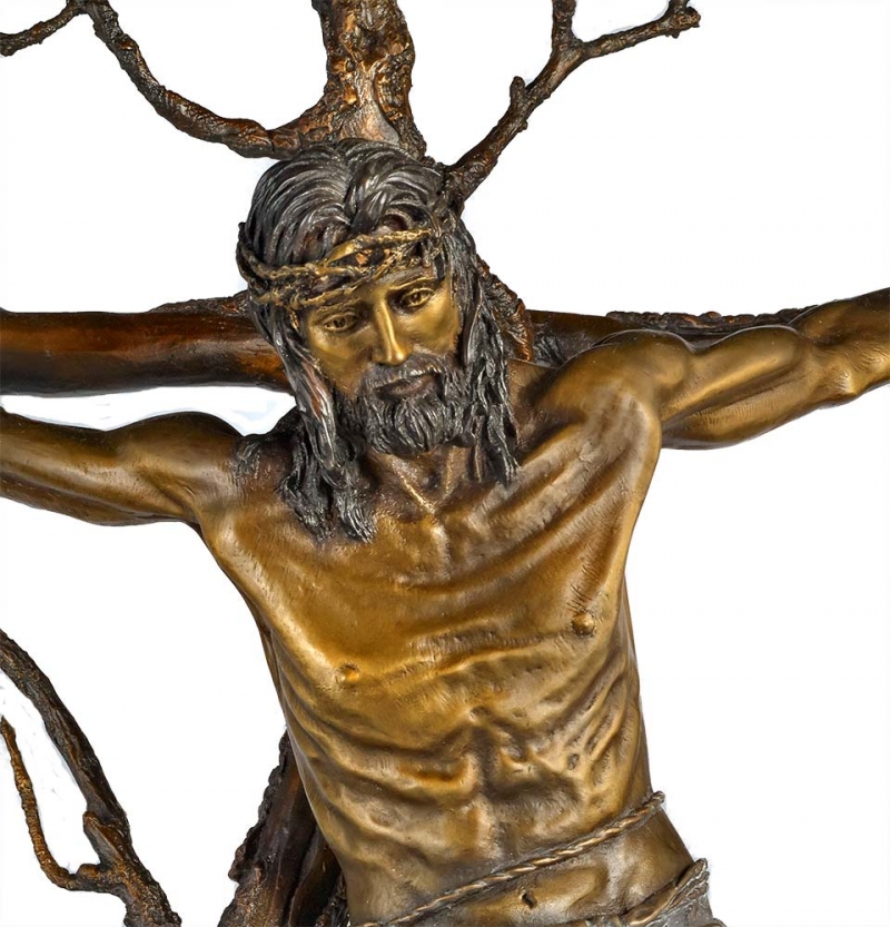 Christ of the Holy Cross a bronze sculpture by James Muir available now at SculptureCollector.com where nice sculpture is bought and sold Christ of the Holy Cross a bronze sculpture by James Muir