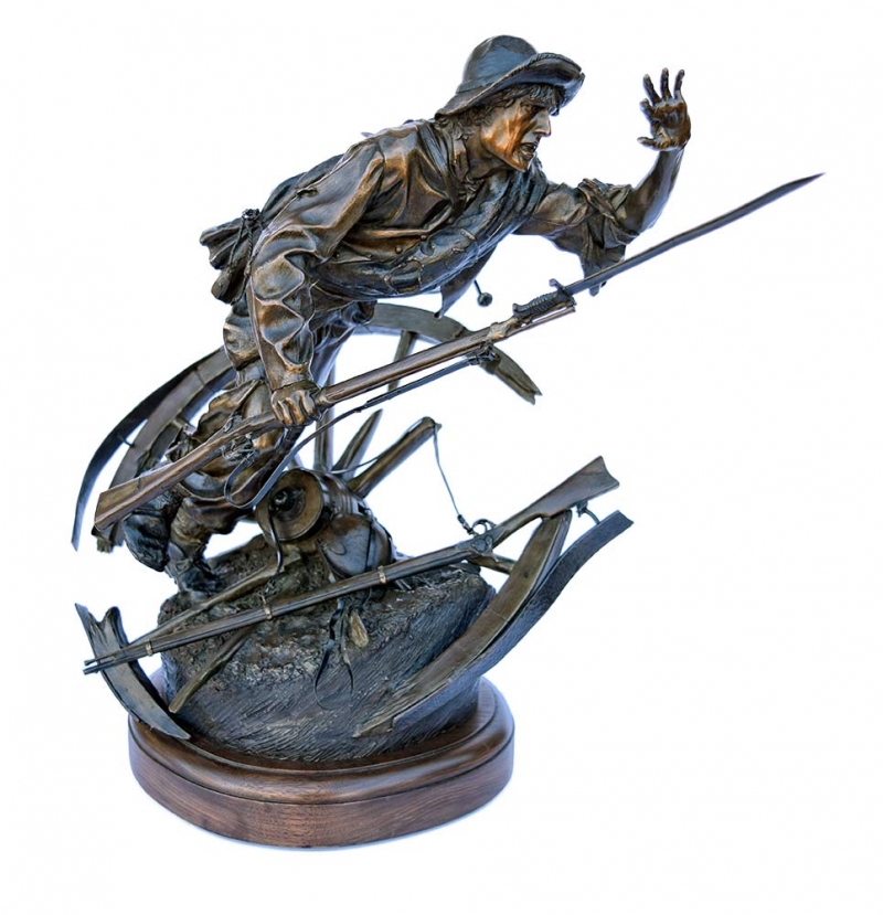 Bronze Civil War Sculpture Through Shot and Shell by James Muir available now from SculptureCollector.com - where nice sculpture is bought and sold Bronze Civil War Sculpture Through Shot and Shell by James Muir