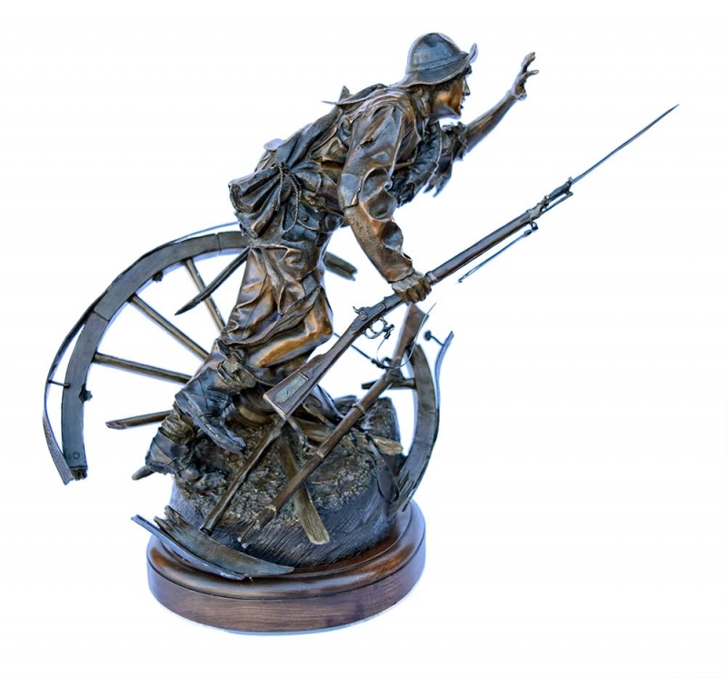 Bronze Civil War Sculpture Through Shot and Shell by James Muir available now from SculptureCollector.com - where nice sculpture is bought and sold Bronze Civil War Sculpture Through Shot and Shell by James Muir