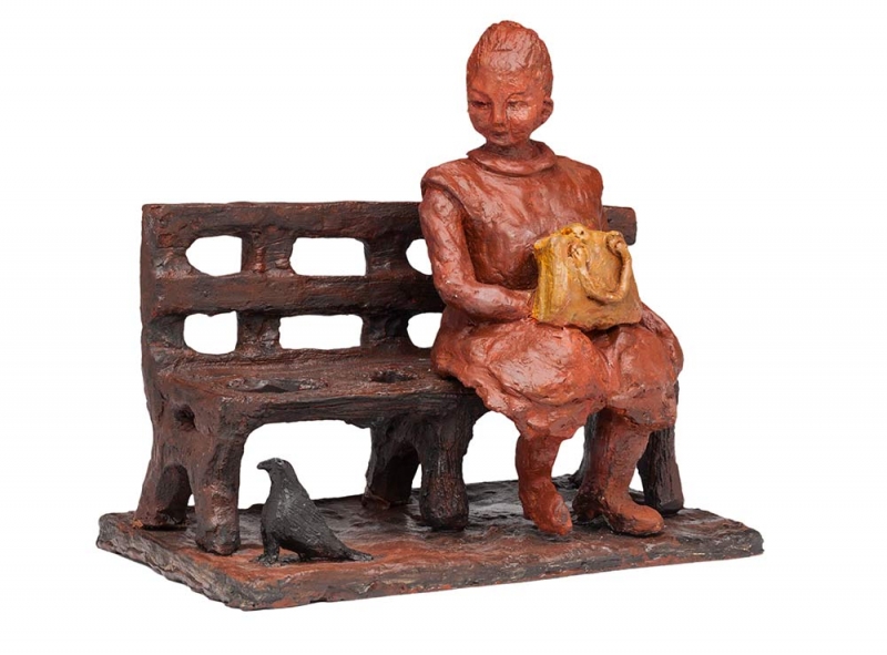 Messenger Fired Clay with dry brush acrylic by Ellen Coffey is now available directly from Ellen Coffey through SculptureCollector.com Messenger Fired Clay with dry brush acrylic by Ellen Coffey