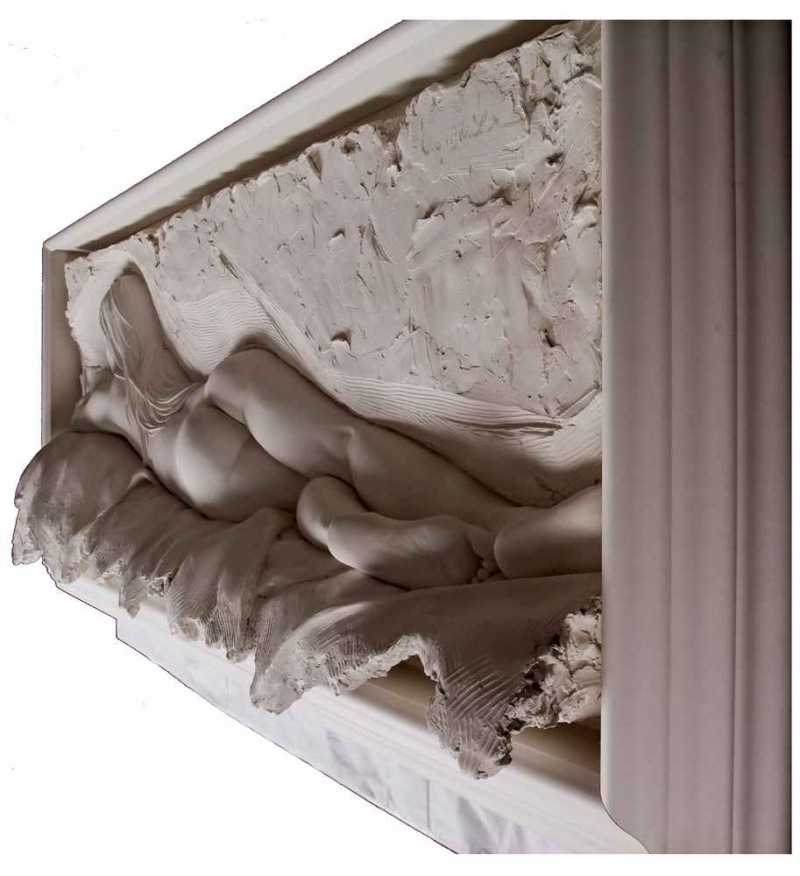 Bill Mack Contemplation bonded sand relief wall sculpture 76"W x 10"D x 38"H great condition, great price now at Sculpture Collector Bill Mack Contemplation bonded sand relief wall sculpture