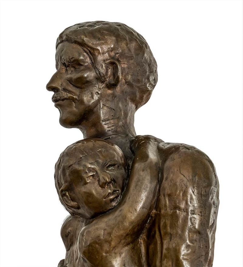 Father and Child 3/4 life-size bronze sculpture by Norman Annis now available through SculptureCollector.com where nice sculpture is bought and sold - the sculpture marketplace worldwide Father and Child 3/4 life-size bronze sculpture by Norman Annis